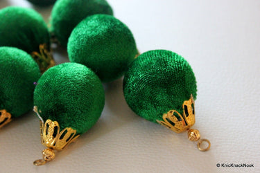 Green And Gold Velvet Bead x 2